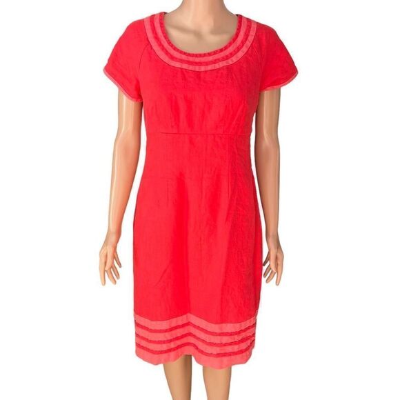 BODEN Women's 100% linen lined Carousel Sheath Dress US Sz 6 - Poppy Red - Picture 1 of 8